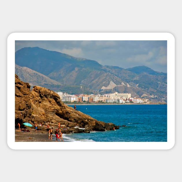 Penoncillo Beach Torrox Costa Nerja Spain Sticker by AndyEvansPhotos